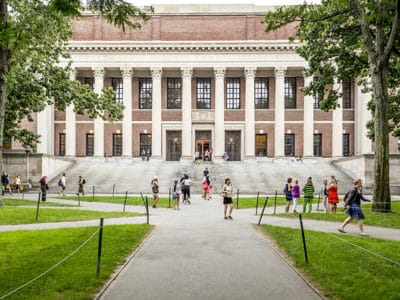 Courtyard of Harvard University in Cambridge, MA, USA
